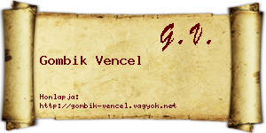 Gombik Vencel névjegykártya